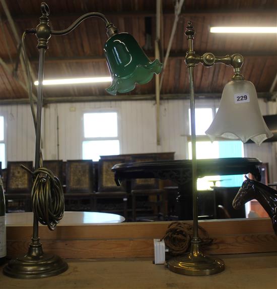 2 Edwardian brass desk lamps